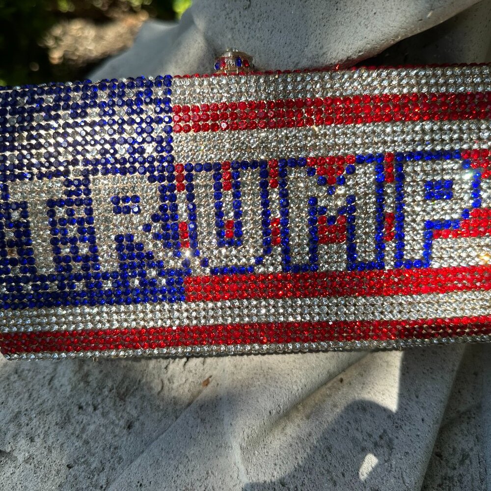 ✨ Limited Edition Rhinestone TRUMP Clutch Bag ✨ Price: $250 – FREE Shipping!